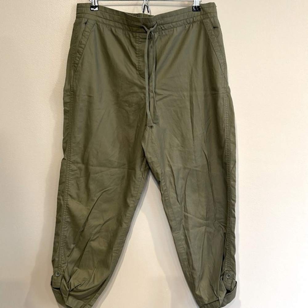 Womens Talbots Olive Green Jogger Ajustable Drawstring Size 12 Synch Bottom Pant